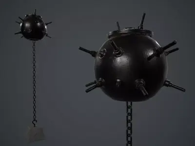 Black Painted Metal Naval Mine PBR Game Ready Low-poly 3D model