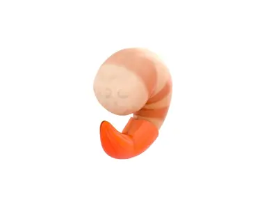 Low Poly Shrimp orange and striped toy Low-poly 3D model