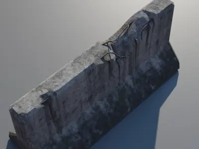 Set of Concrete barrier Low-poly 3D model