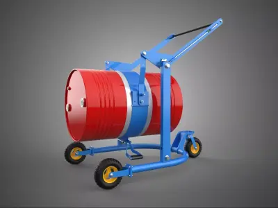 HEAVY DUTY DRUM BARREL TROLLEY CART BARROW HANDTRUCK HOLDER LIFT 3D model