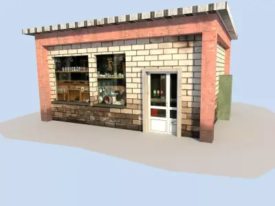 low poly shop Low-poly 3D model