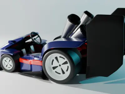 Modified Go Cart - Time Attack Styled - Rigged Free 3D model