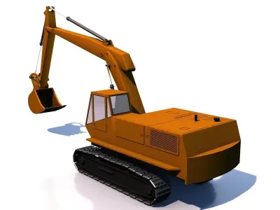 Construction excavator Low-poly 3D model