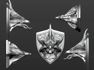 Dragon head wall trophy 3D print model