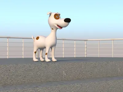 dog-puppy circle with spots Low-poly 3D model
