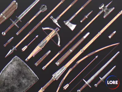 Medieval Collection Knightly Weapons Set 3D Model Pack