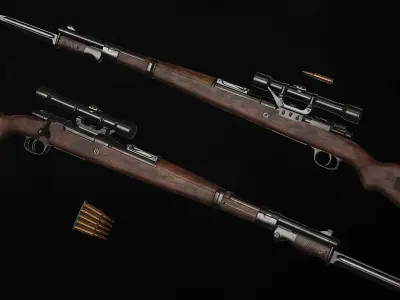 Karabiner 98 k Low-poly 3D model