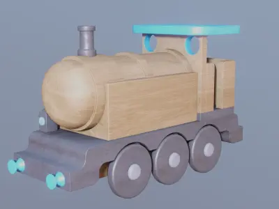 WOODEN LITTLE TRAIN TOY - RogueFilmProductions Low-poly 3D model