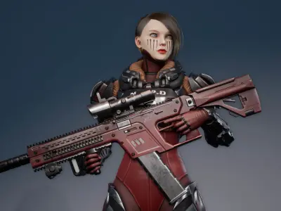 SCI-FI girl Sophy Low-poly 3D model