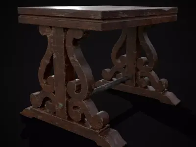 Mahogany Medieval Antique End Table Low-poly 3D model