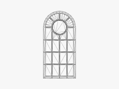 Wooden Glass Window Low-poly 3D model