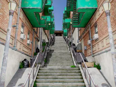 Joker Stairs Scenario Baked AR VR Ready Low-poly 3D model