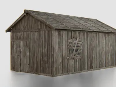 Old Wooden Medieval Building House 2 Low-poly 3D model