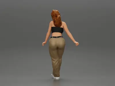 lowrider chola girl is leaning against the car mini shirt 3D print model