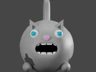 round blue eye cat 3D model