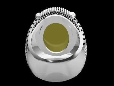 044 - Gents Antique Ring With Oval Stone 3D print model