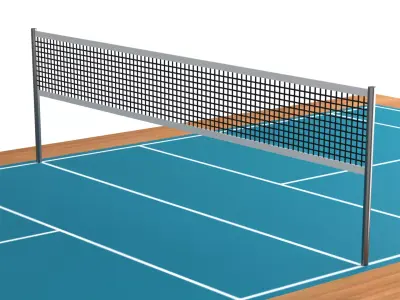 Blue Court 3D Model Game Ready PBR Blender Low-poly 3D model