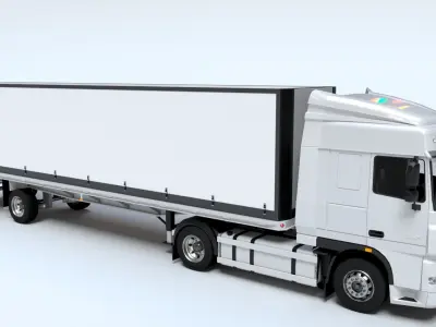 Articulated DAF XF Truck Cab with Freight Trailer Low-poly 3D model