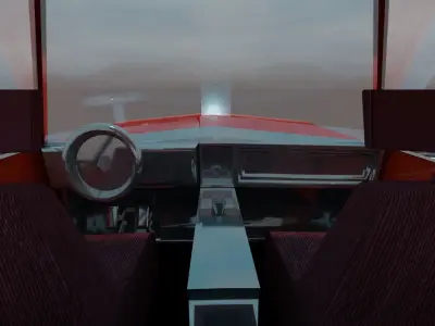 Low Poly Car orange in sky Free low-poly 3D model