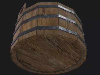 Old wooden bucket Free low-poly 3D model