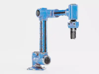 Robotic Arm with Claw and Worn Finish - V4 Rigged 3D model