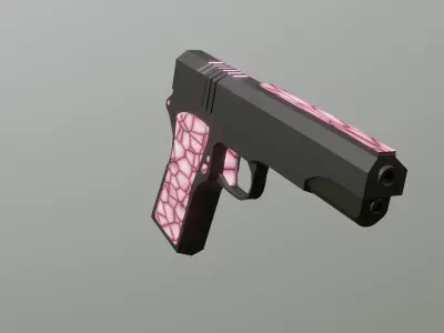 gun girl pink weapon pistol Low-poly 3D model