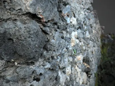 Abandoned House Ruined Part Scan - Broken Wall 09 3D model