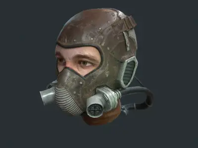 Steampunk Respirator Helmet Low-poly 3D model