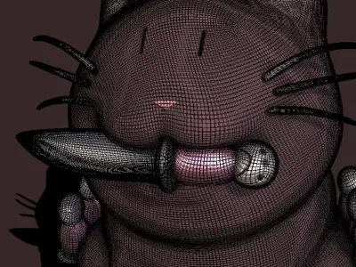 Cute Cat with knives 3D model