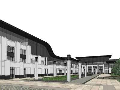 SU model of modern Sports Center commercial office building 3D model