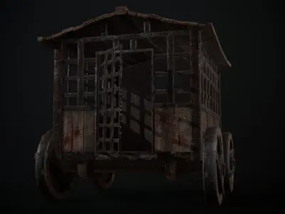 Cage on Wheels Low-poly 3D model