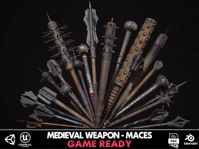 Medieval Weapon - Maces Low-poly 3D model