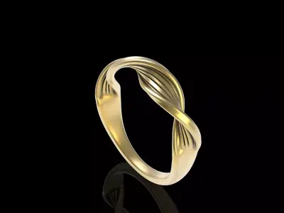Twist Design Ladies Gold Ring 3D print model