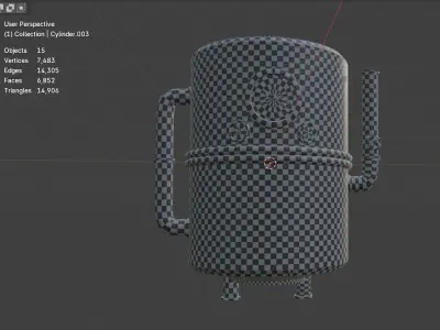 Water boiler pack pipes pack 5 parts boiler 11 parts Low-poly 3D model