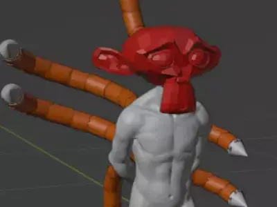 monkey creature with head and arms Low-poly 3D model