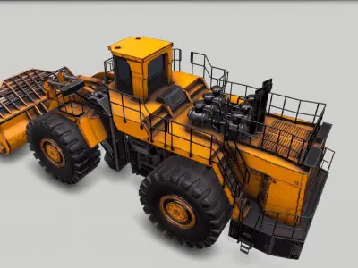 Old Industrial Vehicle Loader Low-poly 3D model