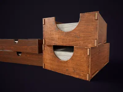 Vintage Desktop Document Trays Low-poly 3D model