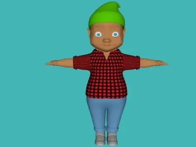 toon animals and gnome Free low-poly 3D model