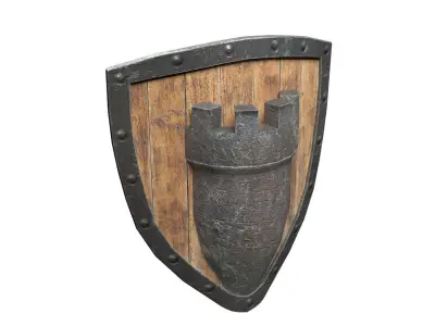 Shield 3D wooden Free low-poly 3D model