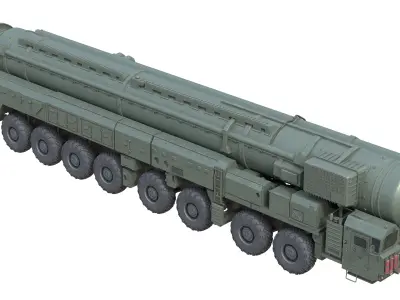 RT 2PM Topol Intercontinental ballistic missile Low-poly 3D model