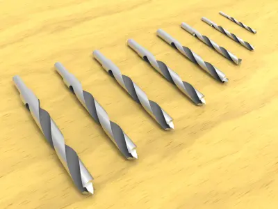 Wooden drills set fordrillig machine 3D model