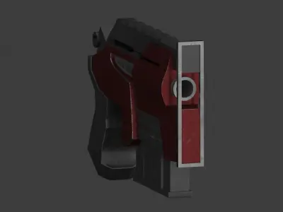 Simple used sci-fi pistol Low-poly 3D model