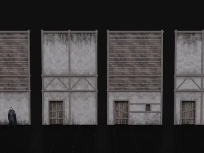 Medieval Modular Wall Kitbash 3D Model  Low-poly 3D model