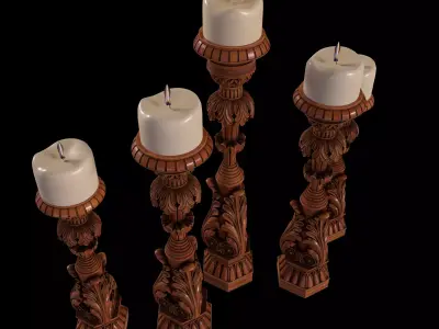 Candlestick for Render and CNC and 3D Print 3D model