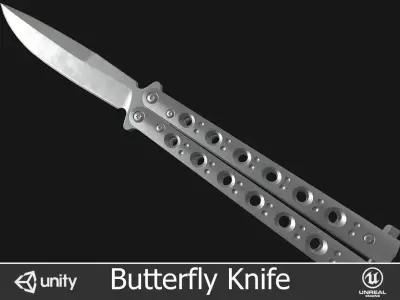 Butterfly Knife Low-poly 3D model 4