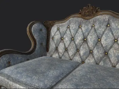 Antique Divan Low-poly 3D model