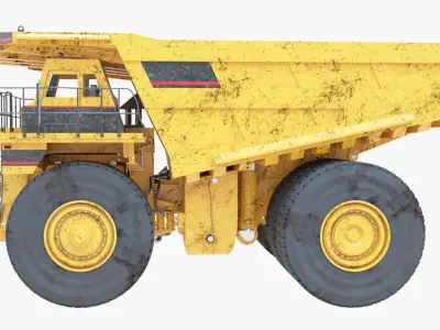 Dump Haul Mining Truck - Proper High Poly With Cabin Interior 3D model