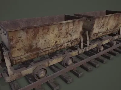 Mine Trolley PBR Low-poly 3D model