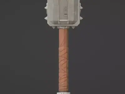 Battle Hammer Low-poly 3D model get