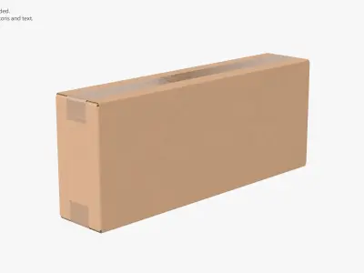 Cardboard Box 50x10x20 Closed 3D model